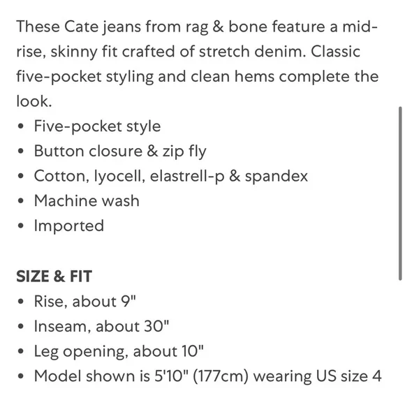 Rag & Bone Mid Rise Skinny Jeans - Picture 4 of 12